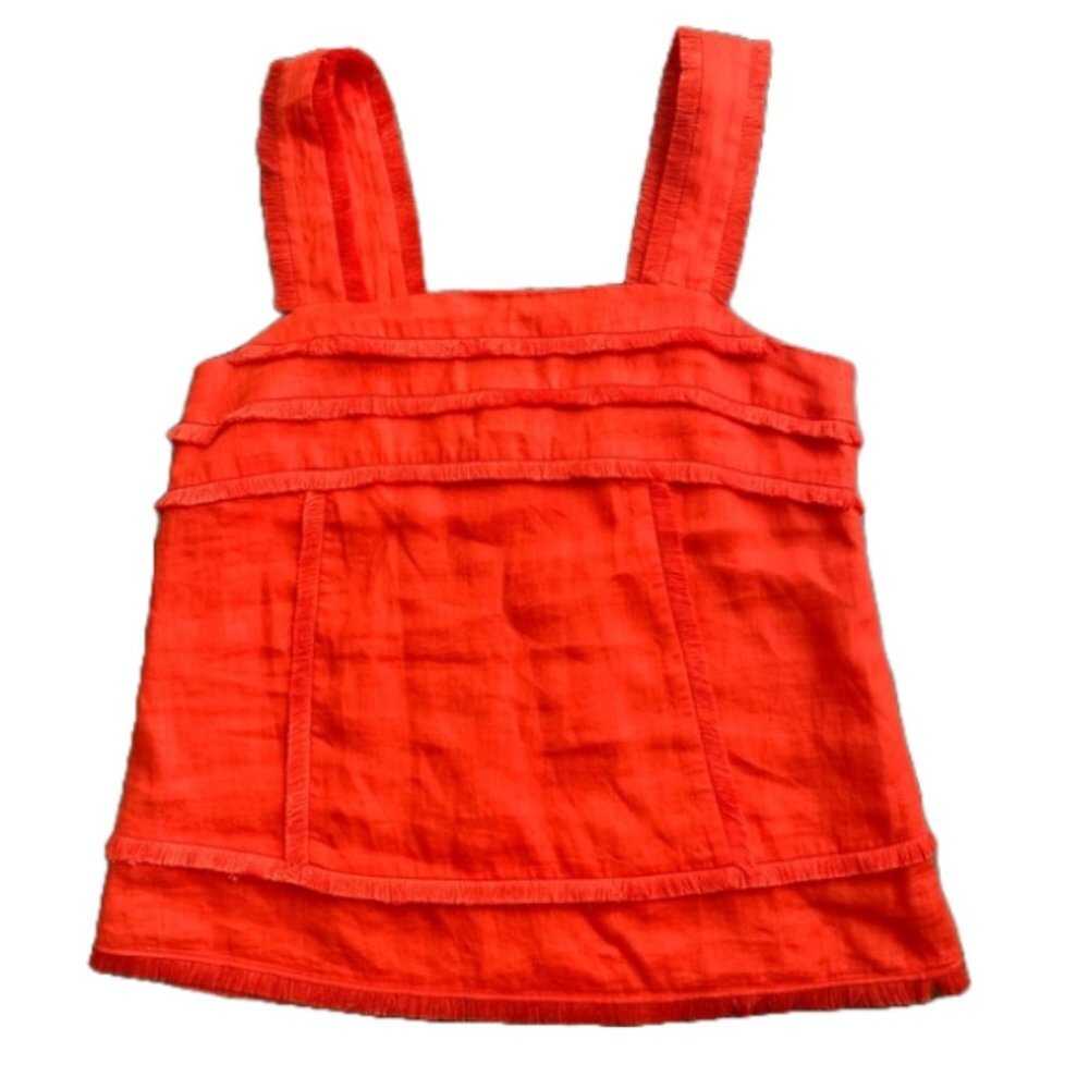 J.Crew Orange Fringe Linen Top